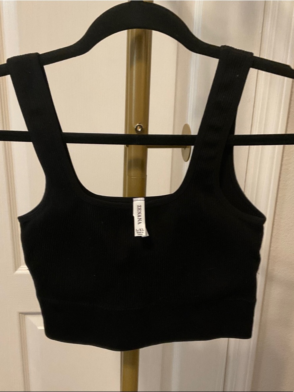 Zenana Black Ribbed Crop Tank Top